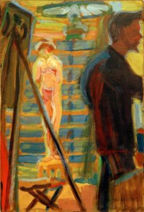 Heckel and Model in the Studio by Ernst Ludwig Kirchner